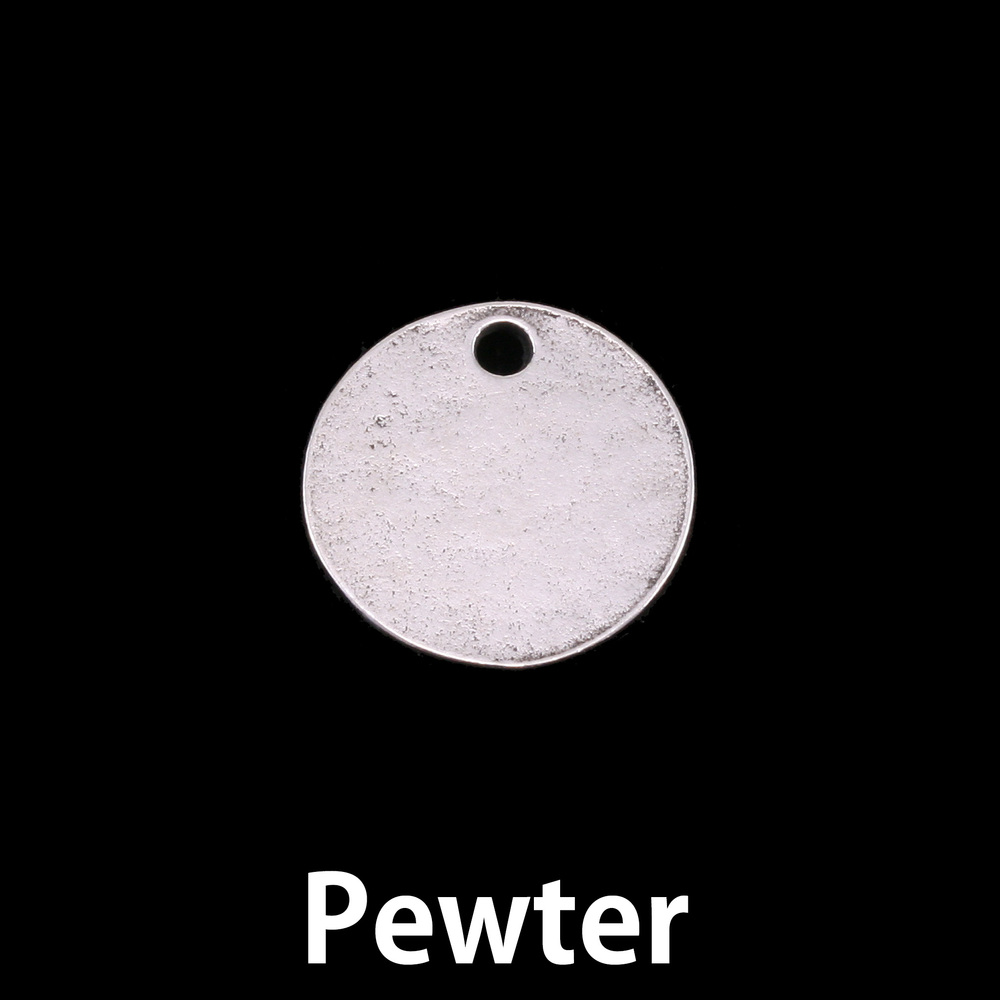 Metal Stamping Blanks Pewter Round, Disc, Circle with Hole, 15mm (.59"), 16g